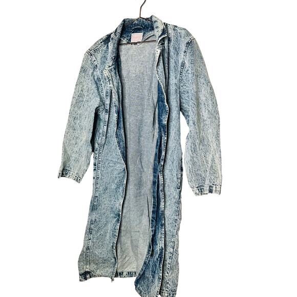 DANIEL Vintage Long Acid Washed Denim Duster Rancher Style Coat Size Medium - Picture 9 of 12